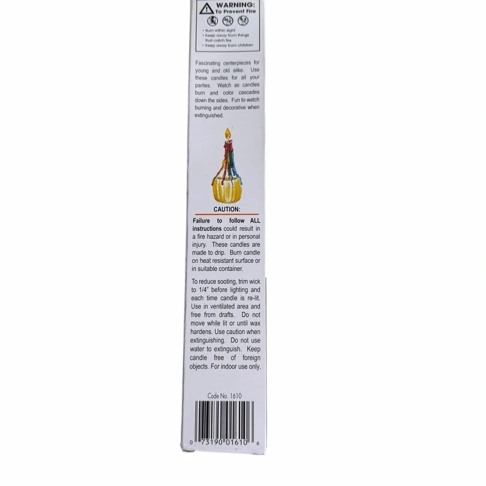 Vintage Multi Color Drip Candles 9.5” General Wax USA 2 Pack Sealed Package